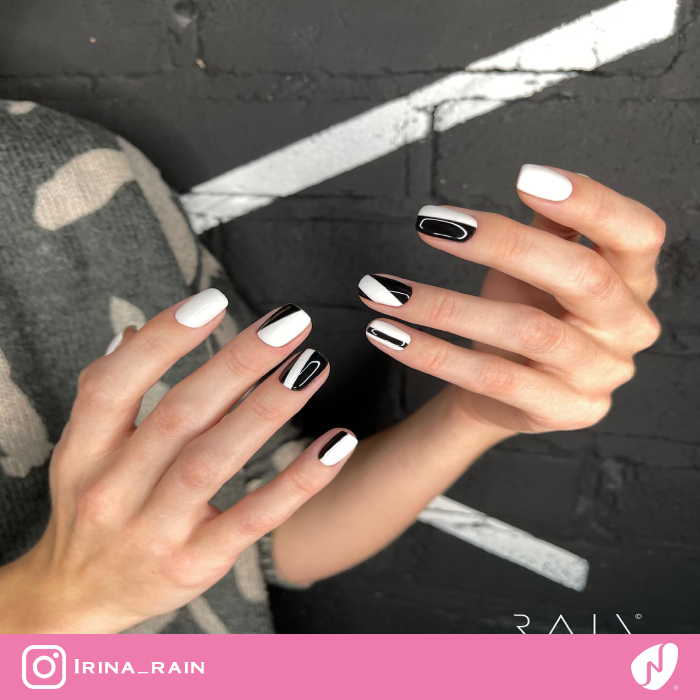 Black and White Striped Nails